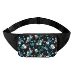 Blue Peony And Grey Rose Floral Print Waist Bag