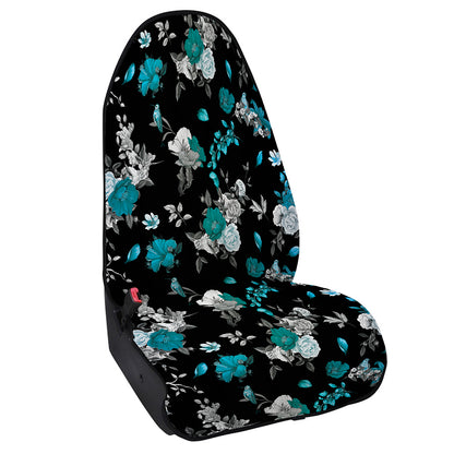 Blue Peony And Grey Rose Floral Print Waterproof Car Seat Cover