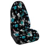 Blue Peony And Grey Rose Floral Print Waterproof Car Seat Cover