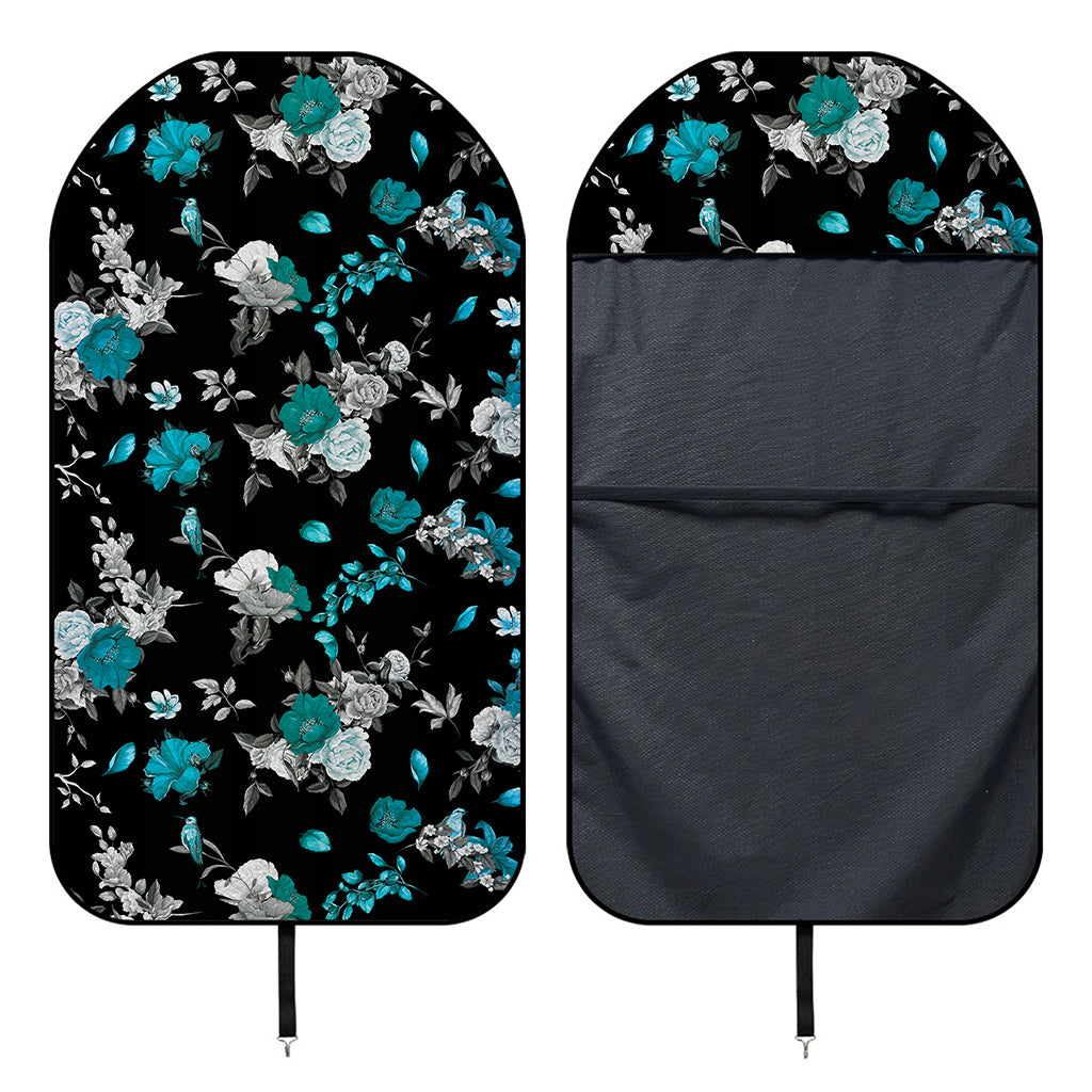 Blue Peony And Grey Rose Floral Print Waterproof Car Seat Cover