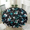 Blue Peony And Grey Rose Floral Print Waterproof Round Tablecloth