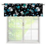 Blue Peony And Grey Rose Floral Print Window Valance