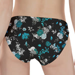 Blue Peony And Grey Rose Floral Print Women's Panties