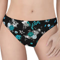 Blue Peony And Grey Rose Floral Print Women's Thong