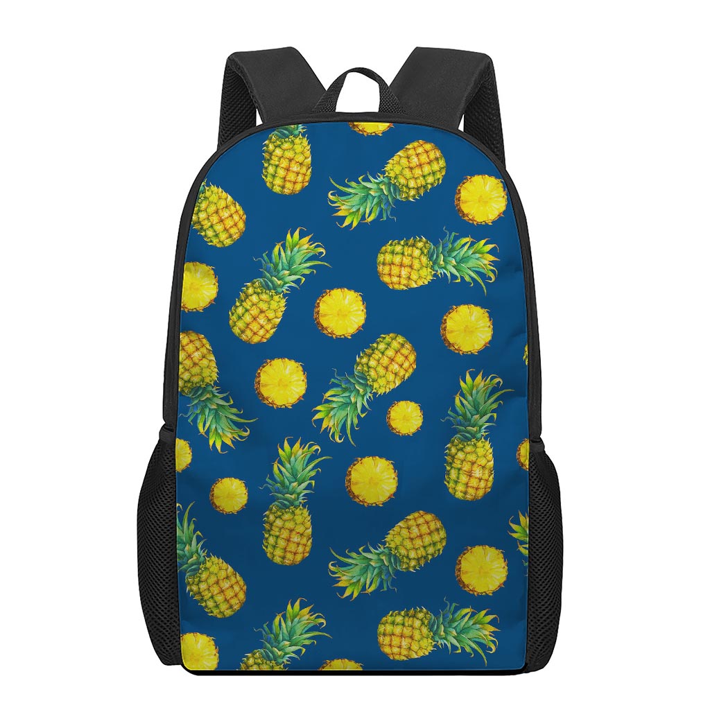 Blue Pineapple Pattern Print 17 Inch Backpack