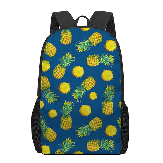 Blue Pineapple Pattern Print 17 Inch Backpack