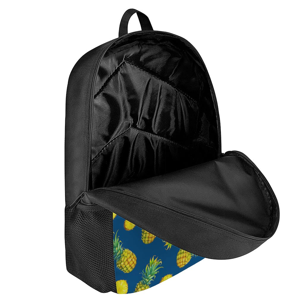 Blue Pineapple Pattern Print 17 Inch Backpack