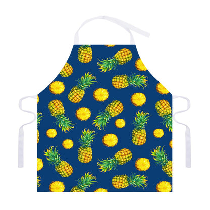 Blue Pineapple Pattern Print Adjustable Apron