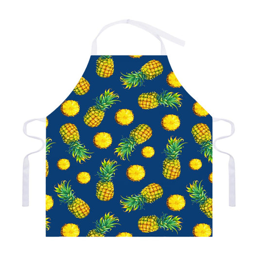 Blue Pineapple Pattern Print Adjustable Apron