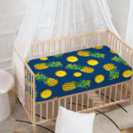 Blue Pineapple Pattern Print Baby Crib Sheet