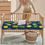 Blue Pineapple Pattern Print Baby Crib Sheet