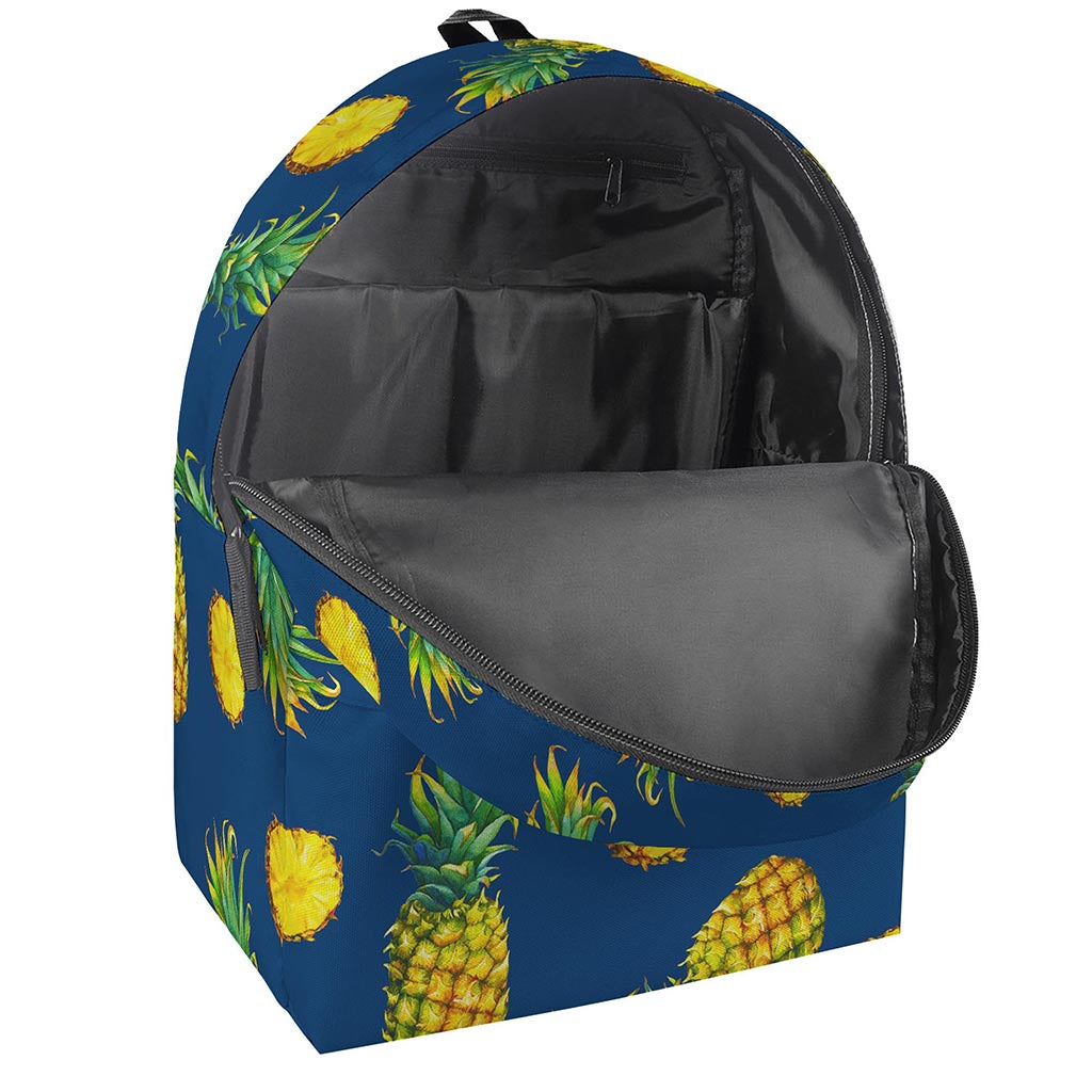 Blue Pineapple Pattern Print Backpack