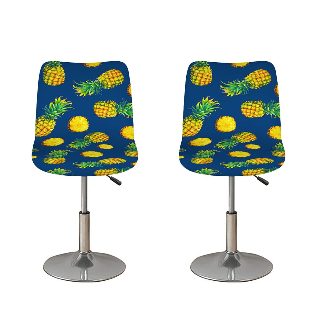 Blue Pineapple Pattern Print Bar Stool Covers
