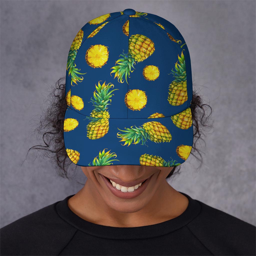Blue Pineapple Pattern Print Baseball Cap