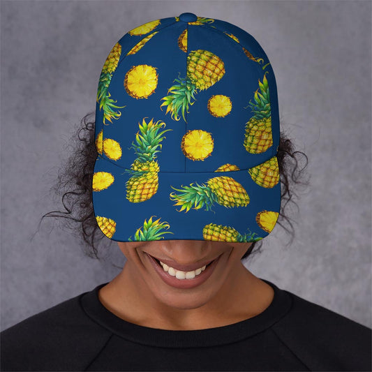 Blue Pineapple Pattern Print Baseball Cap