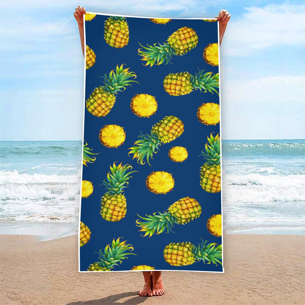 Blue Pineapple Pattern Print Beach Towel