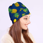 Blue Pineapple Pattern Print Beanie