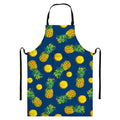 Blue Pineapple Pattern Print Bib Apron With Pocket