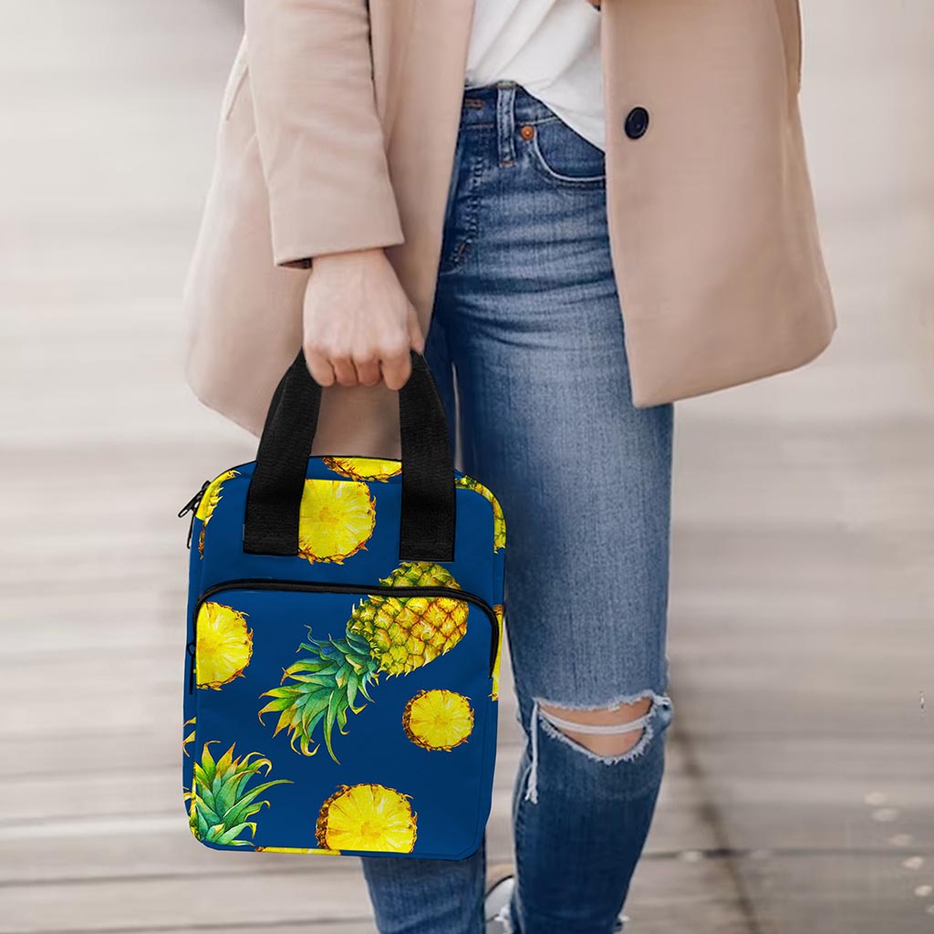 Blue Pineapple Pattern Print Bible Tote Bag