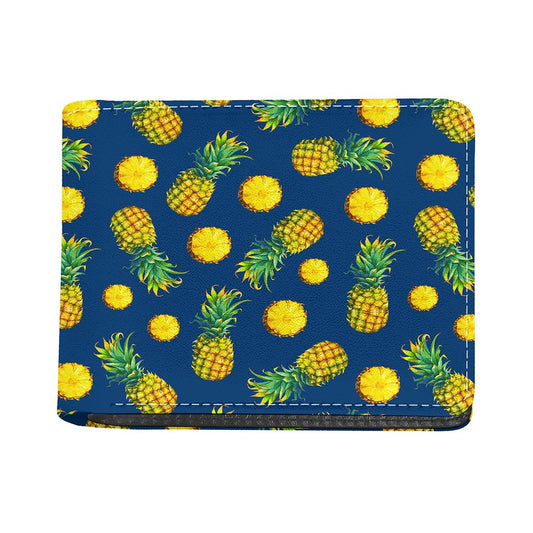 Blue Pineapple Pattern Print Bifold Wallet