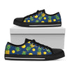 Blue Pineapple Pattern Print Black Low Top Sneakers