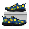 Blue Pineapple Pattern Print Black Running Shoes