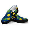 Blue Pineapple Pattern Print Black Slip On Sneakers