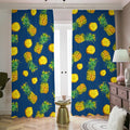 Blue Pineapple Pattern Print Dimout Pencil Pleat Curtains