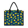 Blue Pineapple Pattern Print Canvas Tote Bag