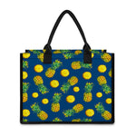 Blue Pineapple Pattern Print Canvas Tote Bag