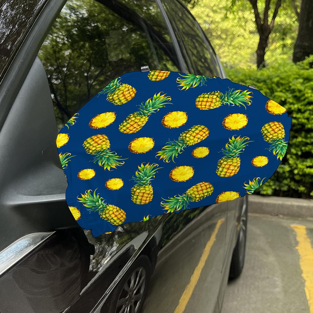 Blue Pineapple Pattern Print Car Side Mirror Covers