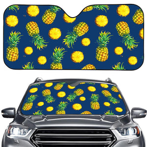 Blue Pineapple Pattern Print Car Windshield Sun Shade