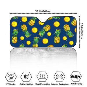 Blue Pineapple Pattern Print Car Windshield Sun Shade