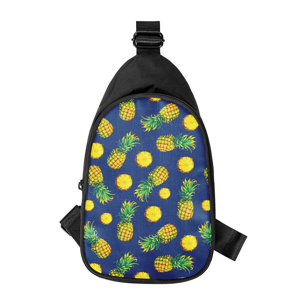 Blue Pineapple Pattern Print Chest Bag