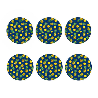 Blue Pineapple Pattern Print Coaster Set