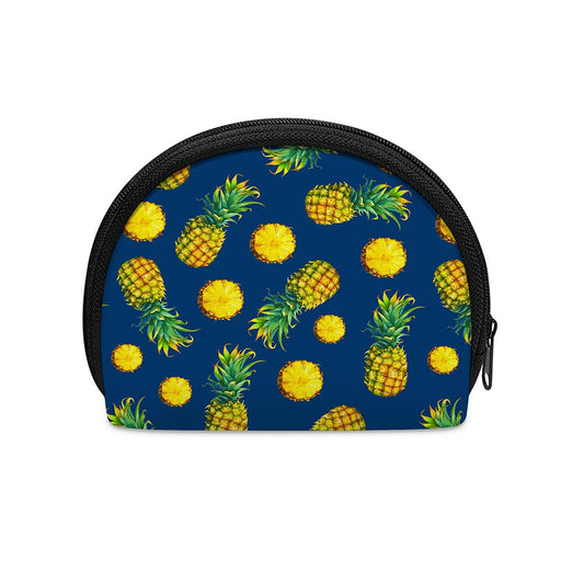 Blue Pineapple Pattern Print Coin Purse