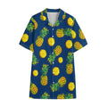 Blue Pineapple Pattern Print Cotton Hawaiian Shirt