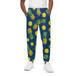 Blue Pineapple Pattern Print Cotton Pants