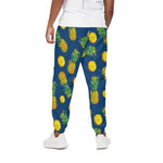 Blue Pineapple Pattern Print Cotton Pants