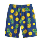 Blue Pineapple Pattern Print Cotton Shorts