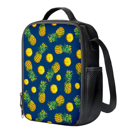 Blue Pineapple Pattern Print Crossbody Lunch Bag