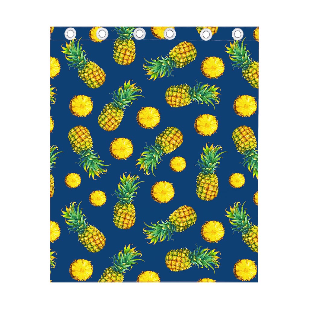 Blue Pineapple Pattern Print Curtain
