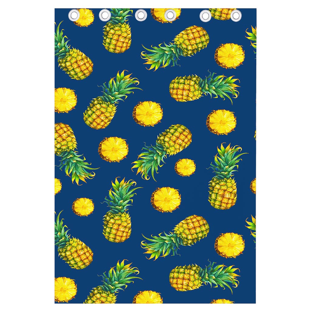 Blue Pineapple Pattern Print Curtain