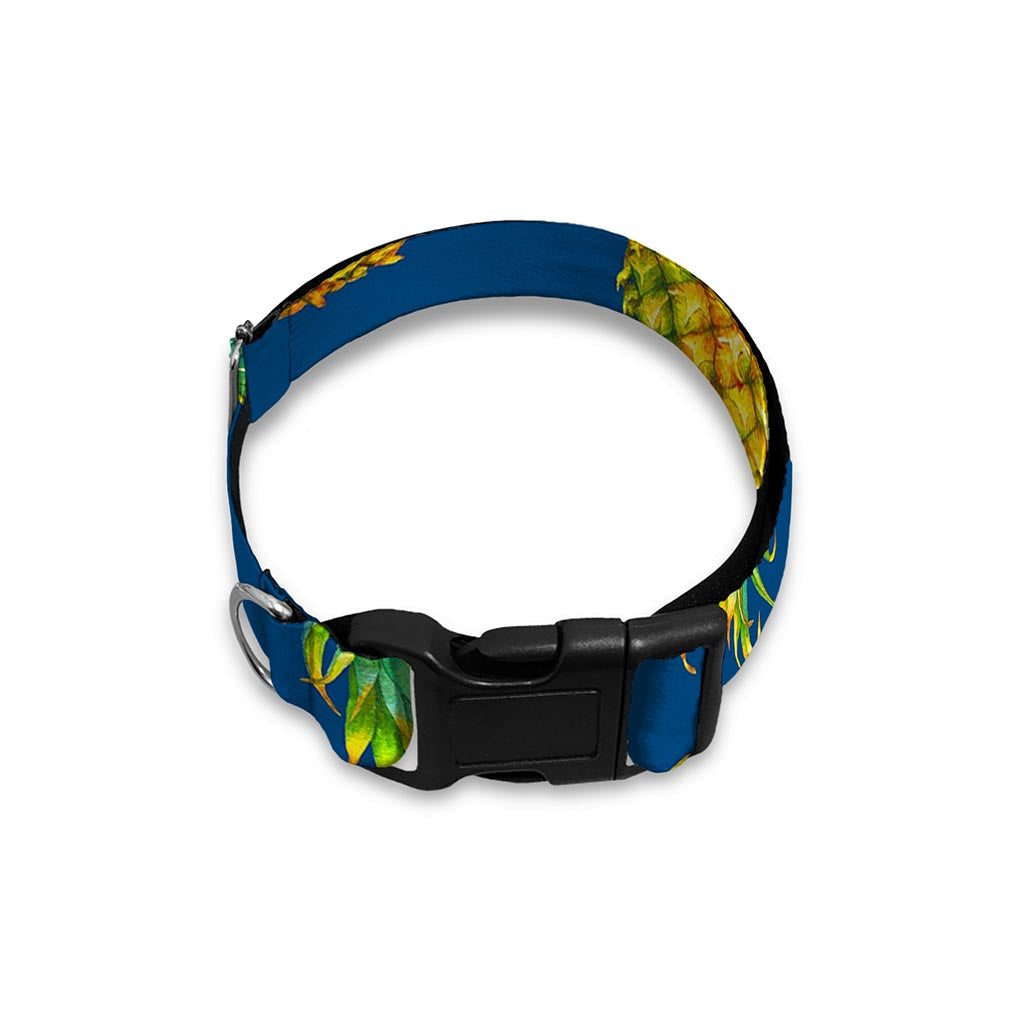 Blue Pineapple Pattern Print Dog Collar
