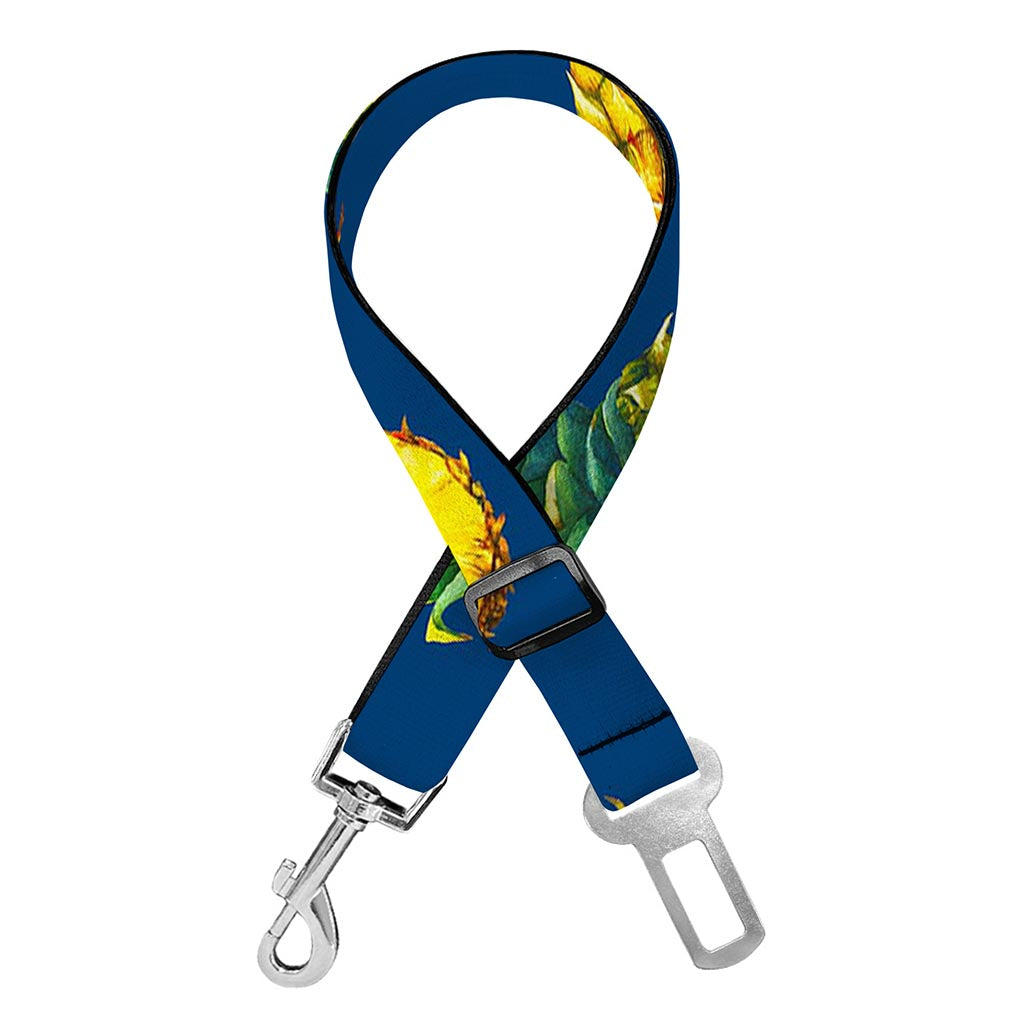 Blue Pineapple Pattern Print Dog Seat Belt