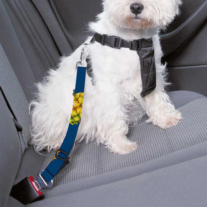 Blue Pineapple Pattern Print Dog Seat Belt