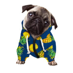 Blue Pineapple Pattern Print Dog Zip Up Hoodie