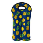 Blue Pineapple Pattern Print Double Neoprene Wine Tote