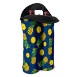 Blue Pineapple Pattern Print Double Neoprene Wine Tote