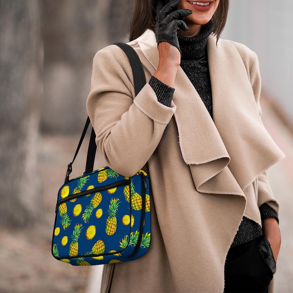 Blue Pineapple Pattern Print Double Strap Bible Bag